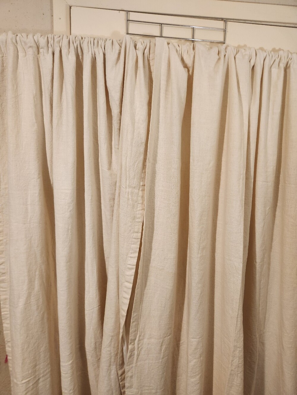 Beautiful Cream & Tan Heavy Linen Curtains Panels (2) 50"X 88"